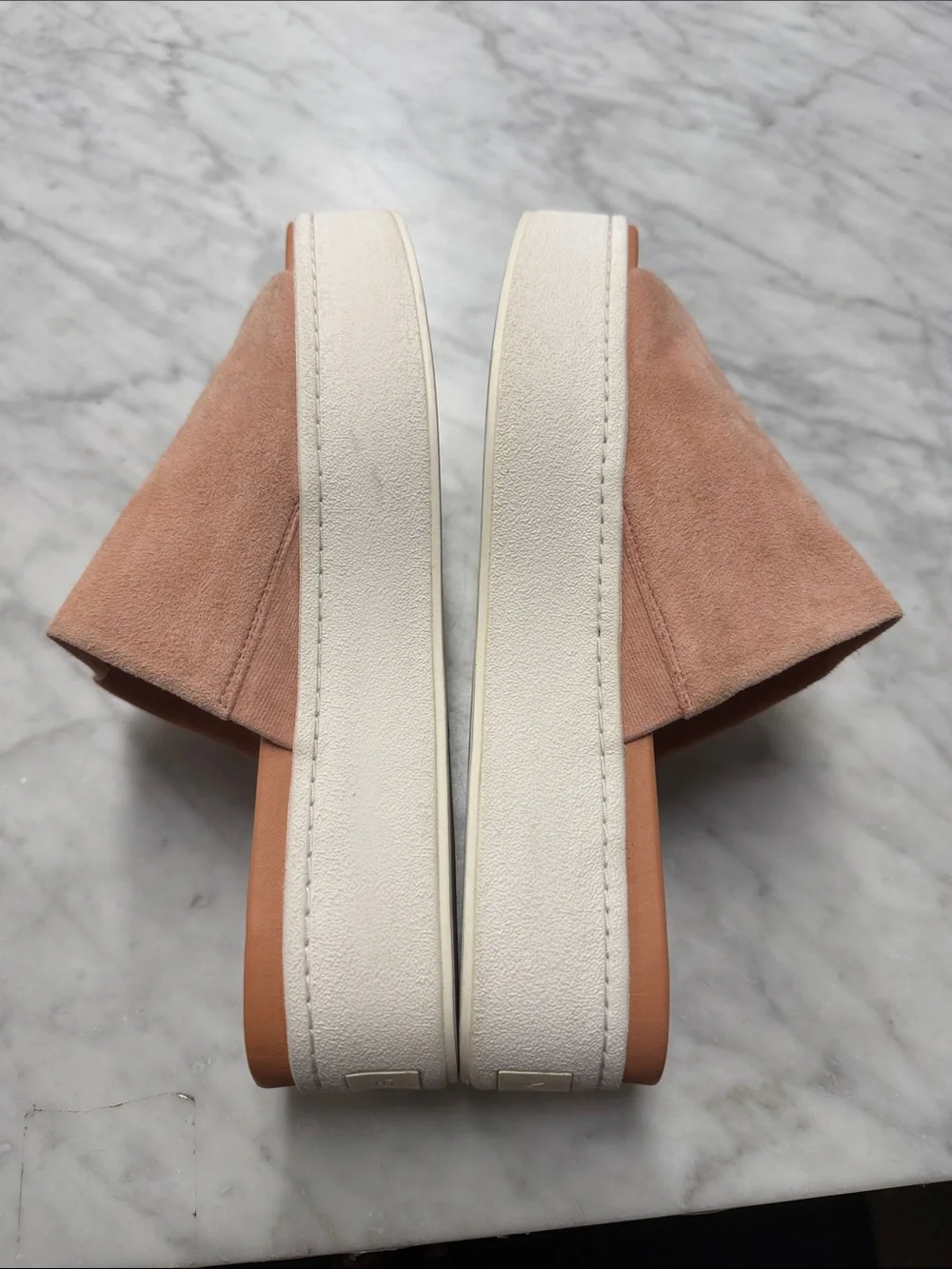 Vince Peach Suede Slip On Platform Sandal Size 38.5